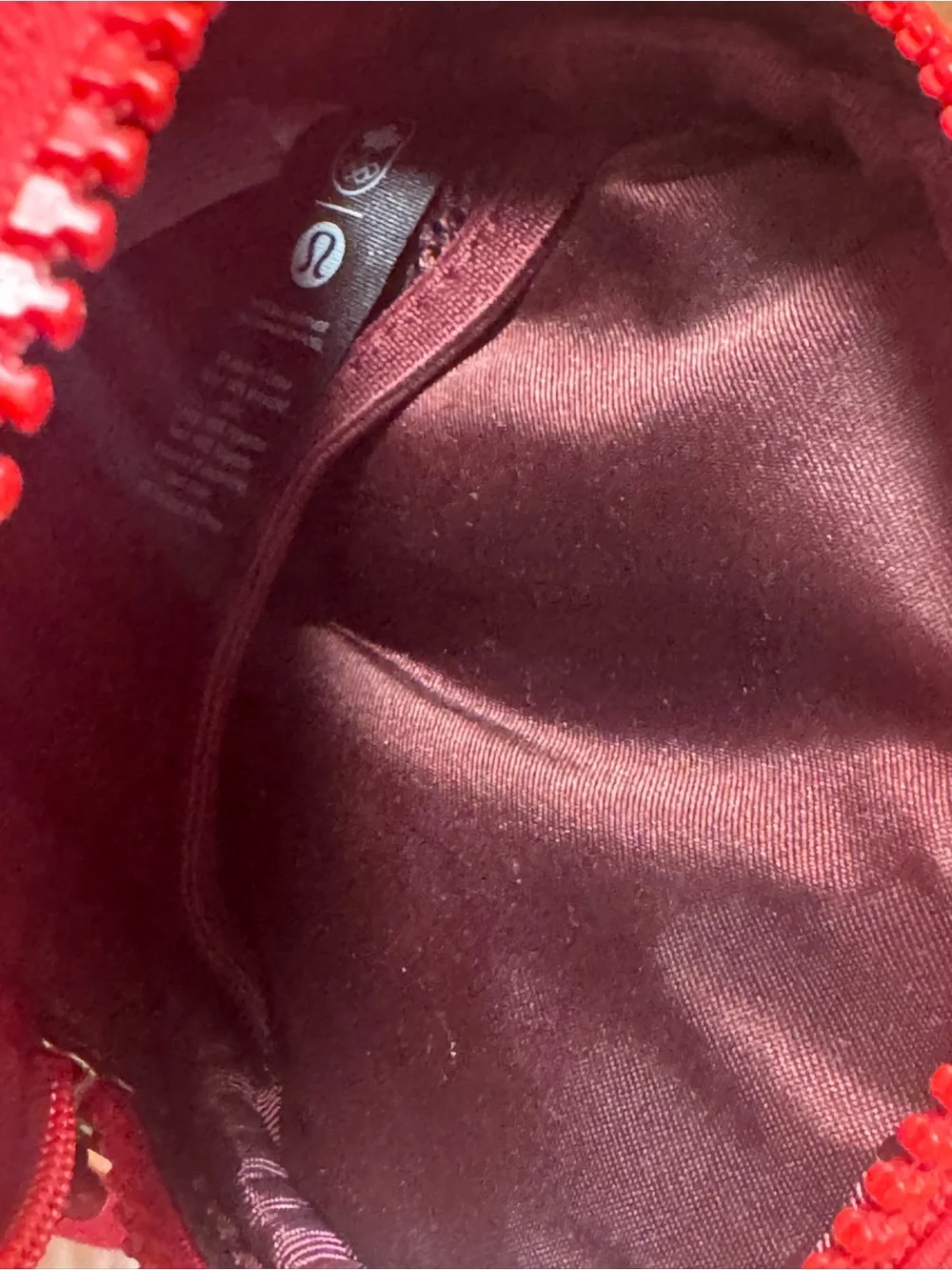 Lululemon Women’s Red Crossbody or belt bag. Zippered, outside phone pocket